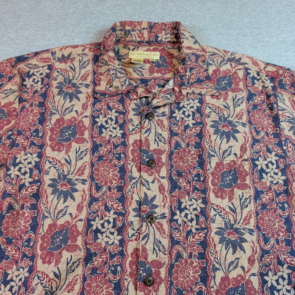 The Territory Ahead Mens XL Batik Floral Cotton Short Sleeve Button Down Shirt - Picture 2 of 7